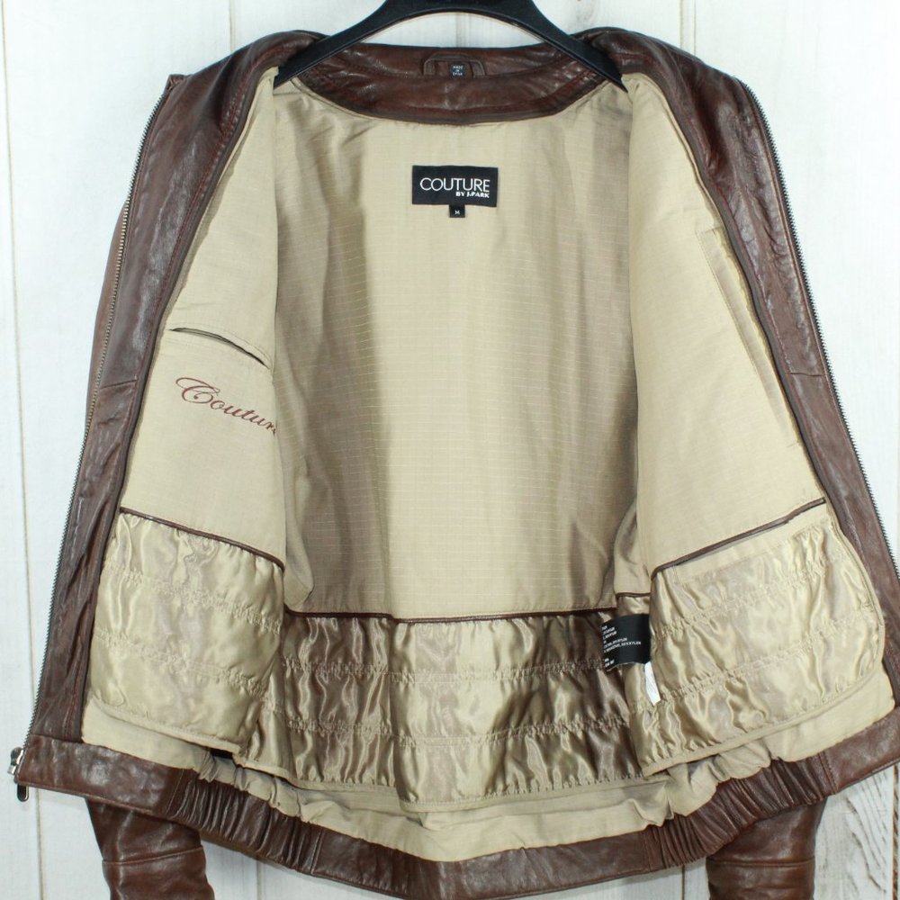 Couture Genuine Lamb Leather Full Zip Jacket Sz M - Picture 5 of 12
